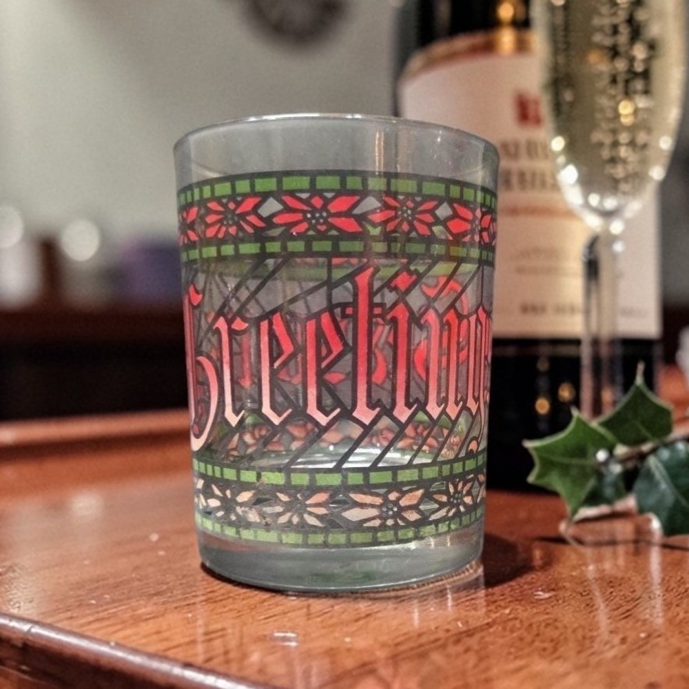 Houze Seasons Greetings Lowball Tumbler, Stained Glass‎ Style, Replacement Drink